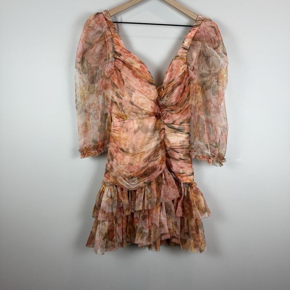 Rosevelvet Tulle Pleated Ruched Mini Dress Small Multi Ruffle Fairycore Party